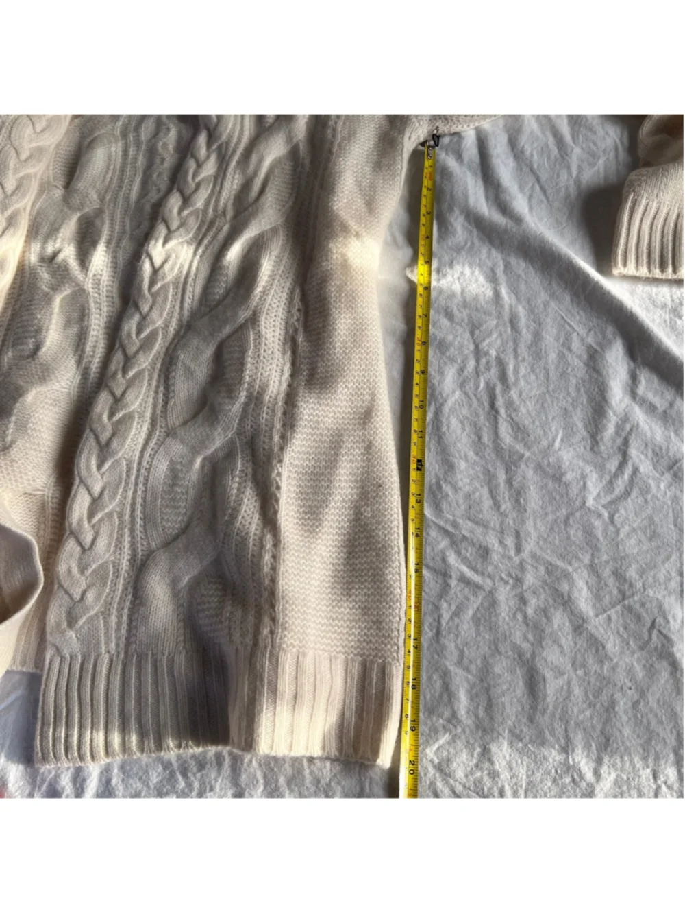 NWT Rachel Zoe Cream 100% 2-Ply Cashmere Cable Knit Belted Cardigan Sweater S - Picture 11 of 13